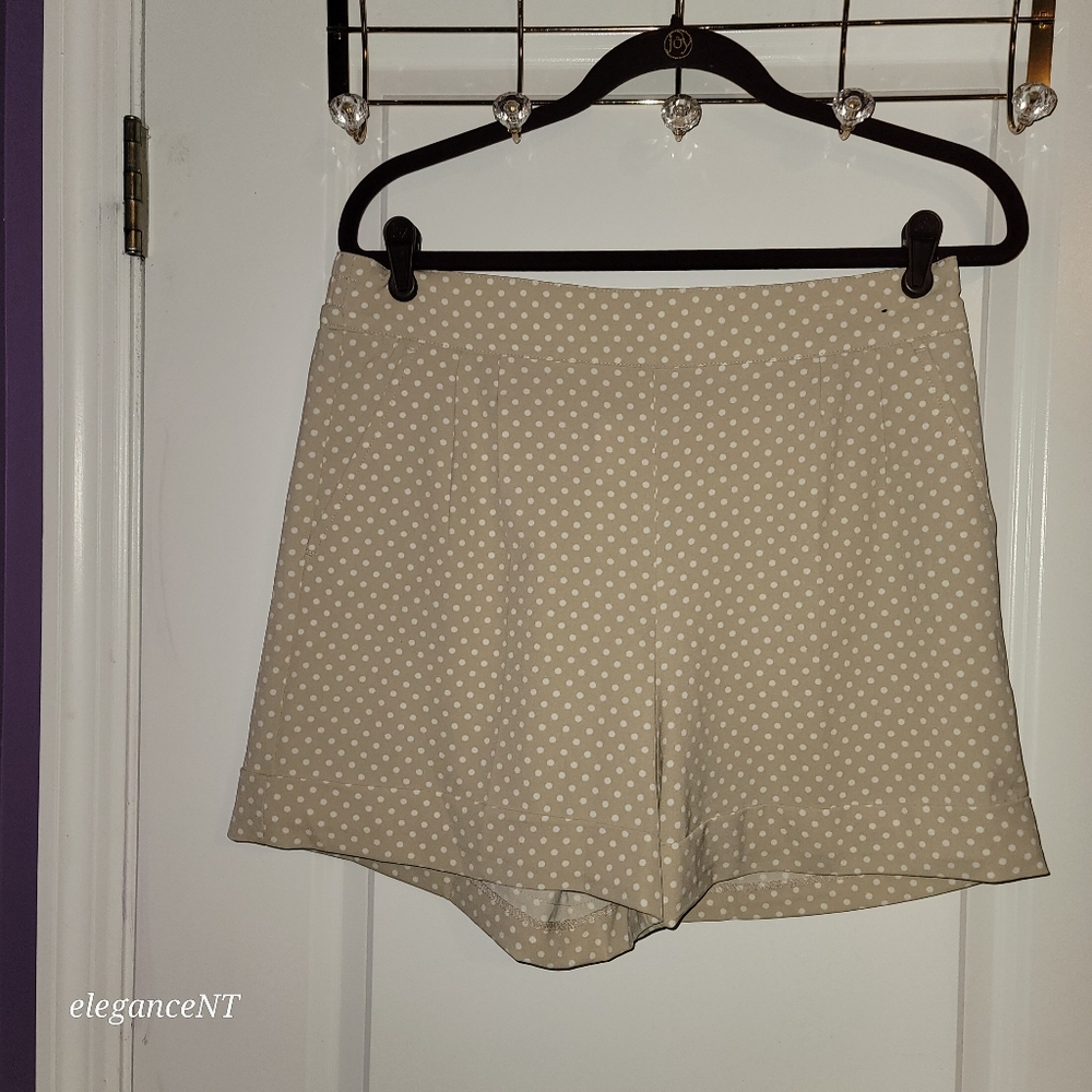 NY & Co Women's Tan and White Polka Dot Short Pant Sz: 12 - Picture 4 of 10